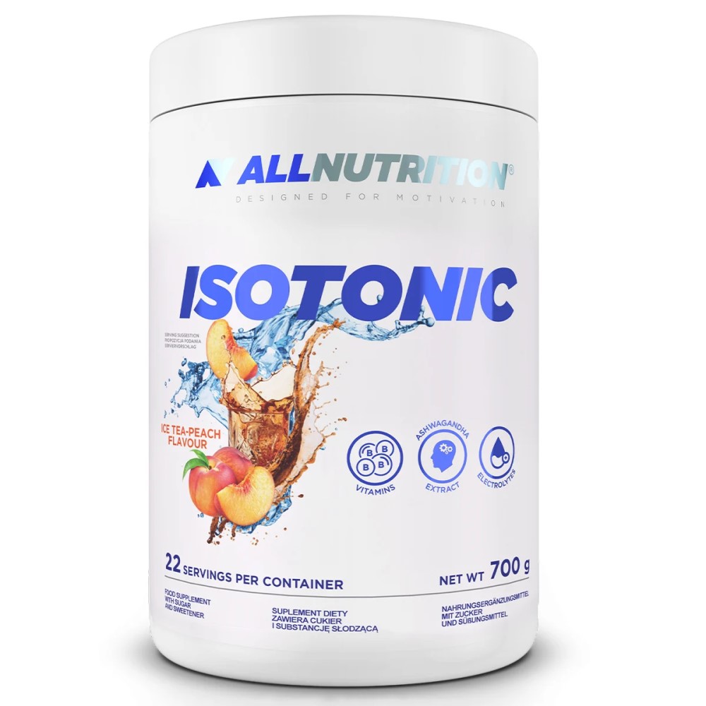 protein, isotonic, powder, container, peach