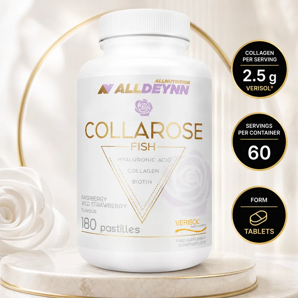 Allnutrition ALLDEYNN Collarose Fish chewable collagen pastilles, raspberry and wild strawberry flavour, 180 tablets