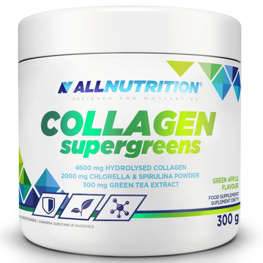 collagen, supergreens, green apple flavour, powder, 300 g
