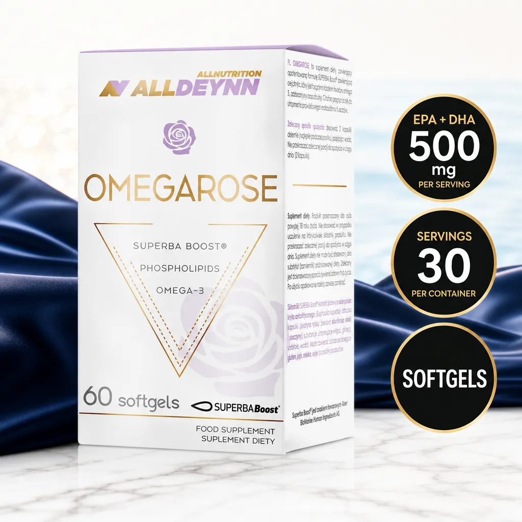 Allnutrition ALLDEYNN Omegarose 60 softgels, Antarctic krill oil omega-3 supplement with Superba Boost phospholipids