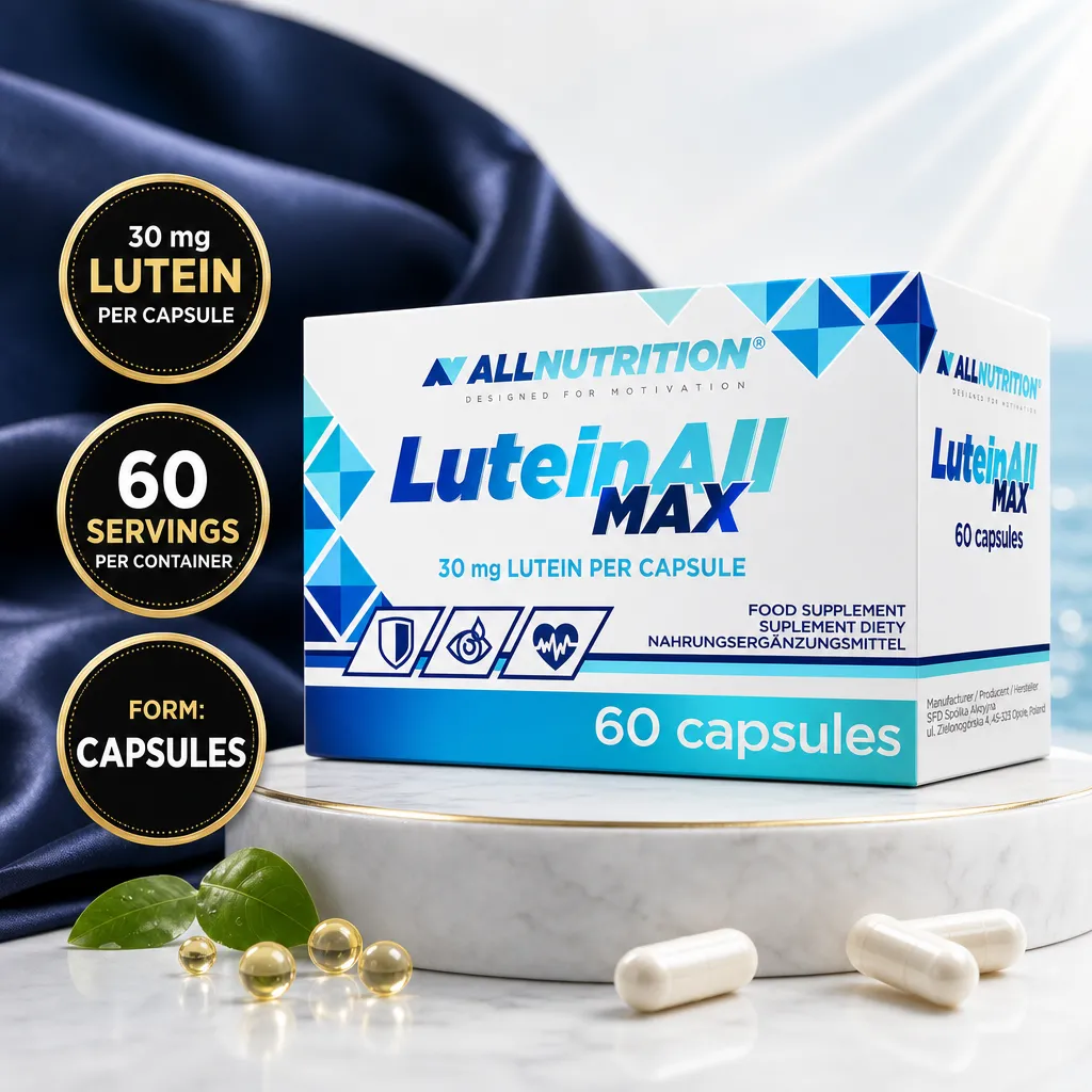 Allnutrition LuteinAll Max dietary supplement capsules with 30 mg lutein per capsule and 60 capsules per container