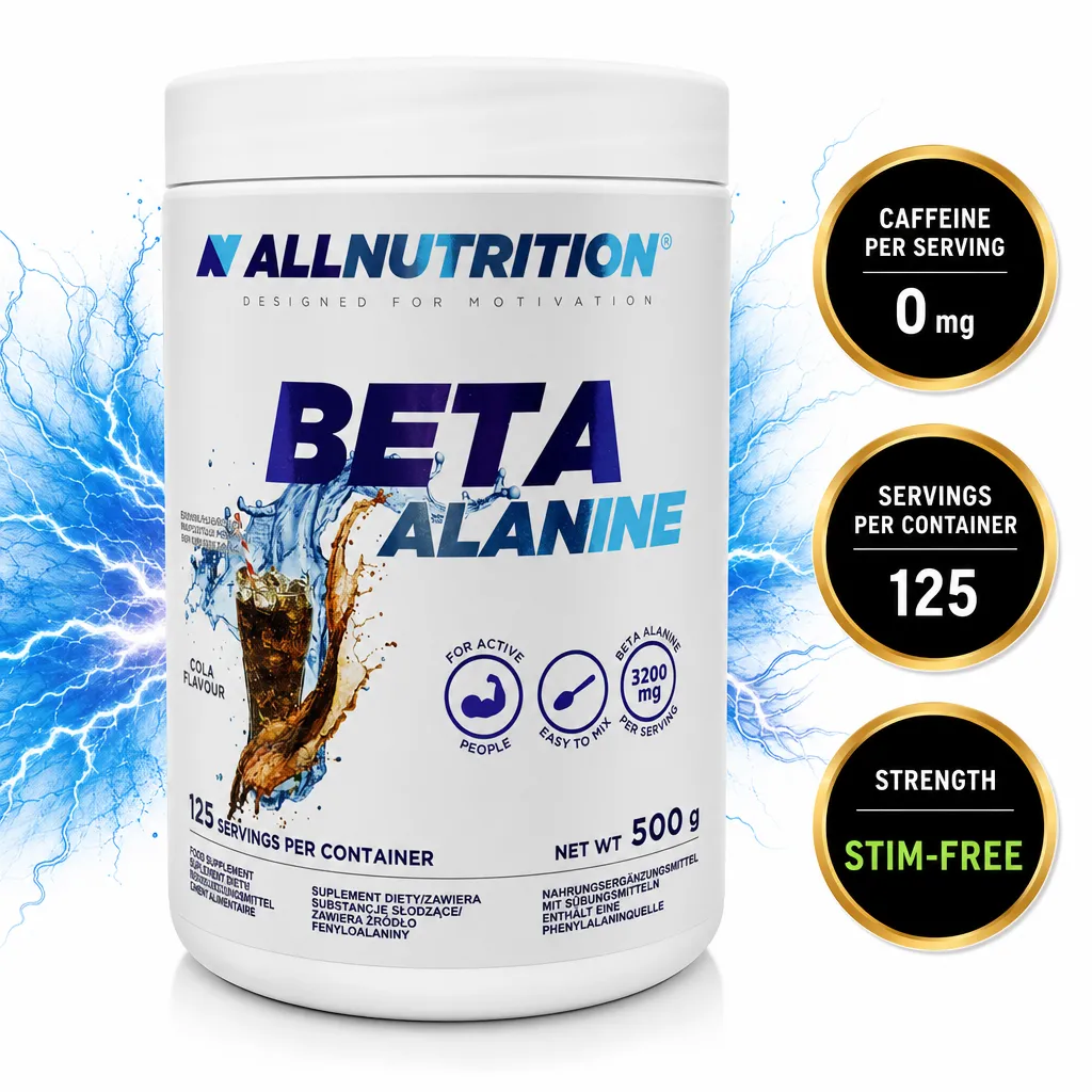 Allnutrition Beta-Alanine Endurance Max 500g powder supplement in cola flavour, with 3200mg beta-alanine per serving