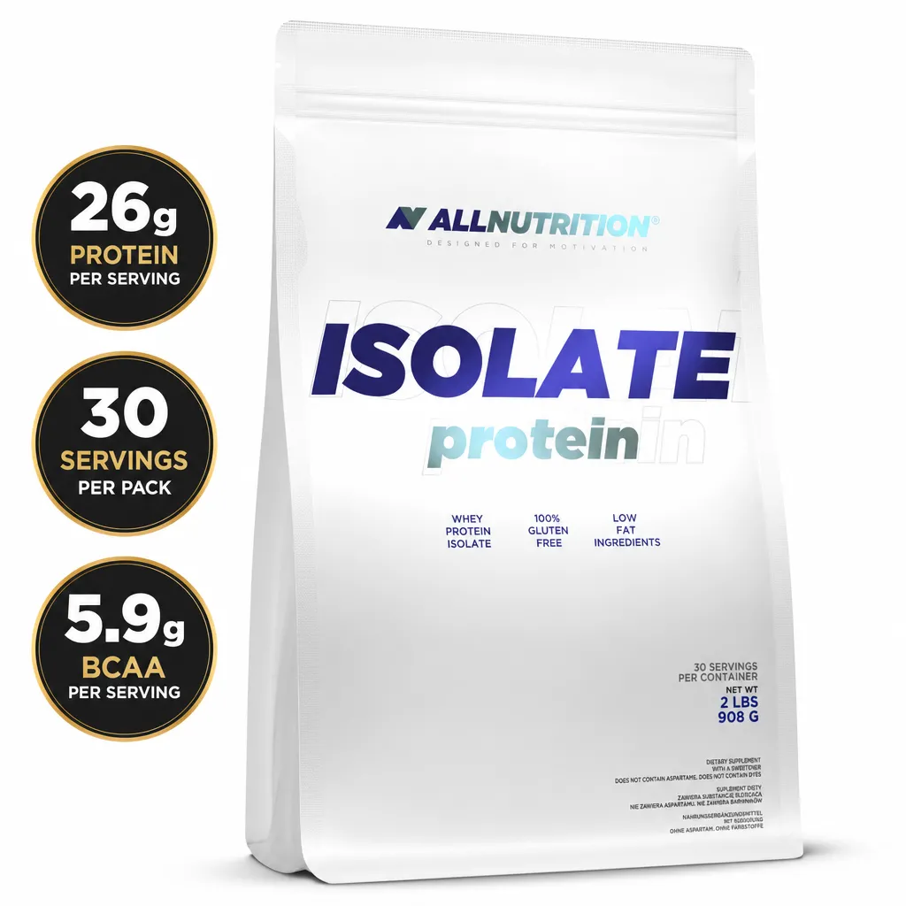 Allnutrition Isolate Protein whey protein isolate supplement, 908g pouch with 26g protein per serving and 30 servings