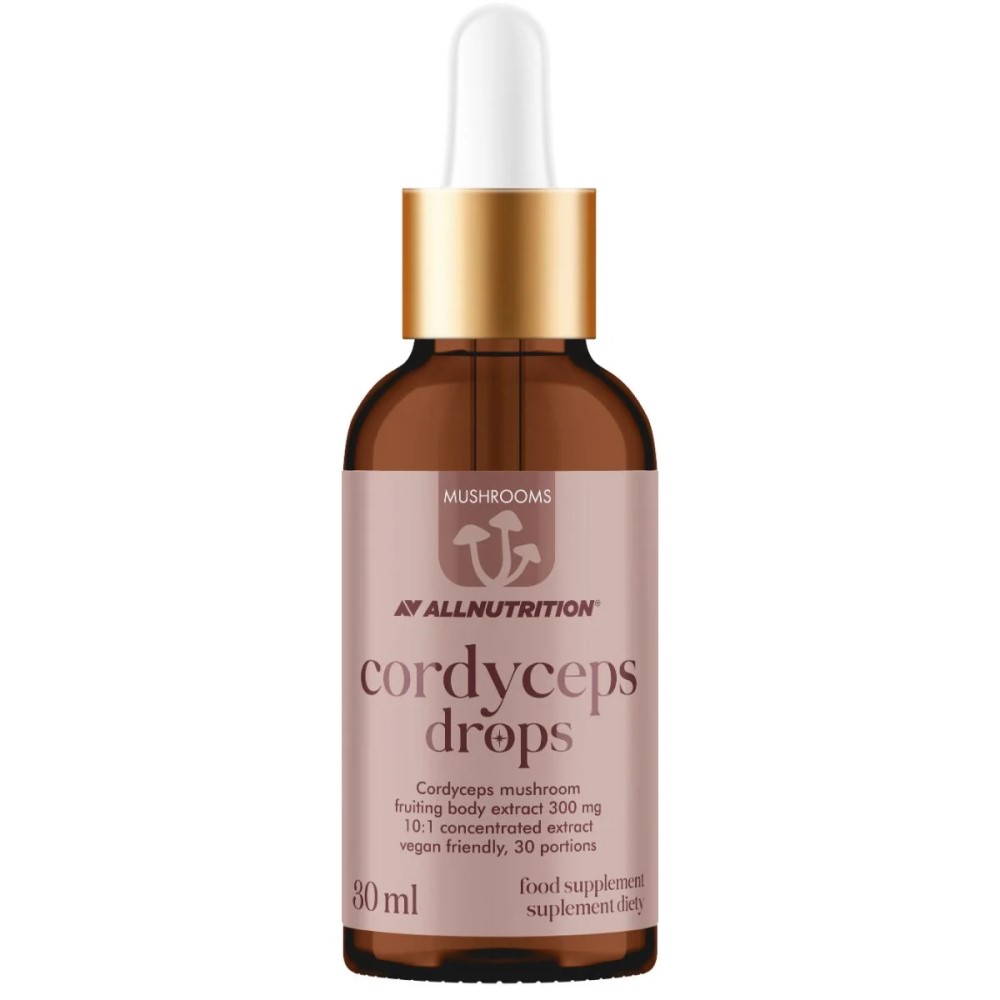 cordyceps drops, fungal extract, mushroom supplement, 30 ml, amber bottle