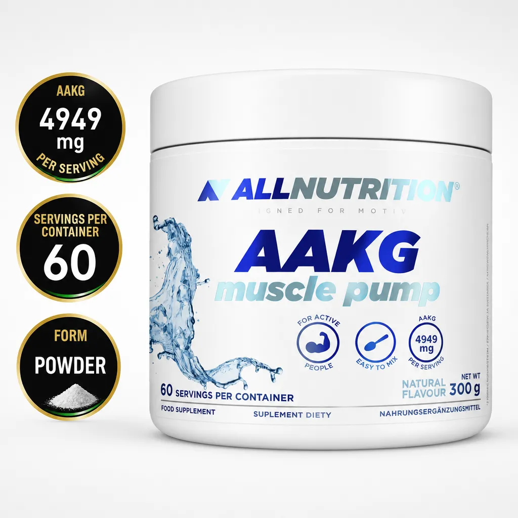 Allnutrition AAKG Muscle Pump 300g powder supplement with 60 servings and 4,949 mg AAKG per serving