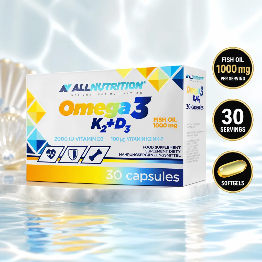 Allnutrition Omega 3 K2+D3 dietary supplement with fish oil, vitamin K2 MK-7 and vitamin D3, 30 softgels