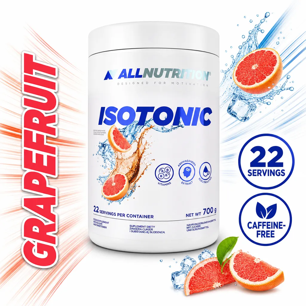 Allnutrition Isotonic 700g grapefruit-flavoured powdered isotonic drink with electrolytes, vitamins, ashwagandha extract and 22 servings