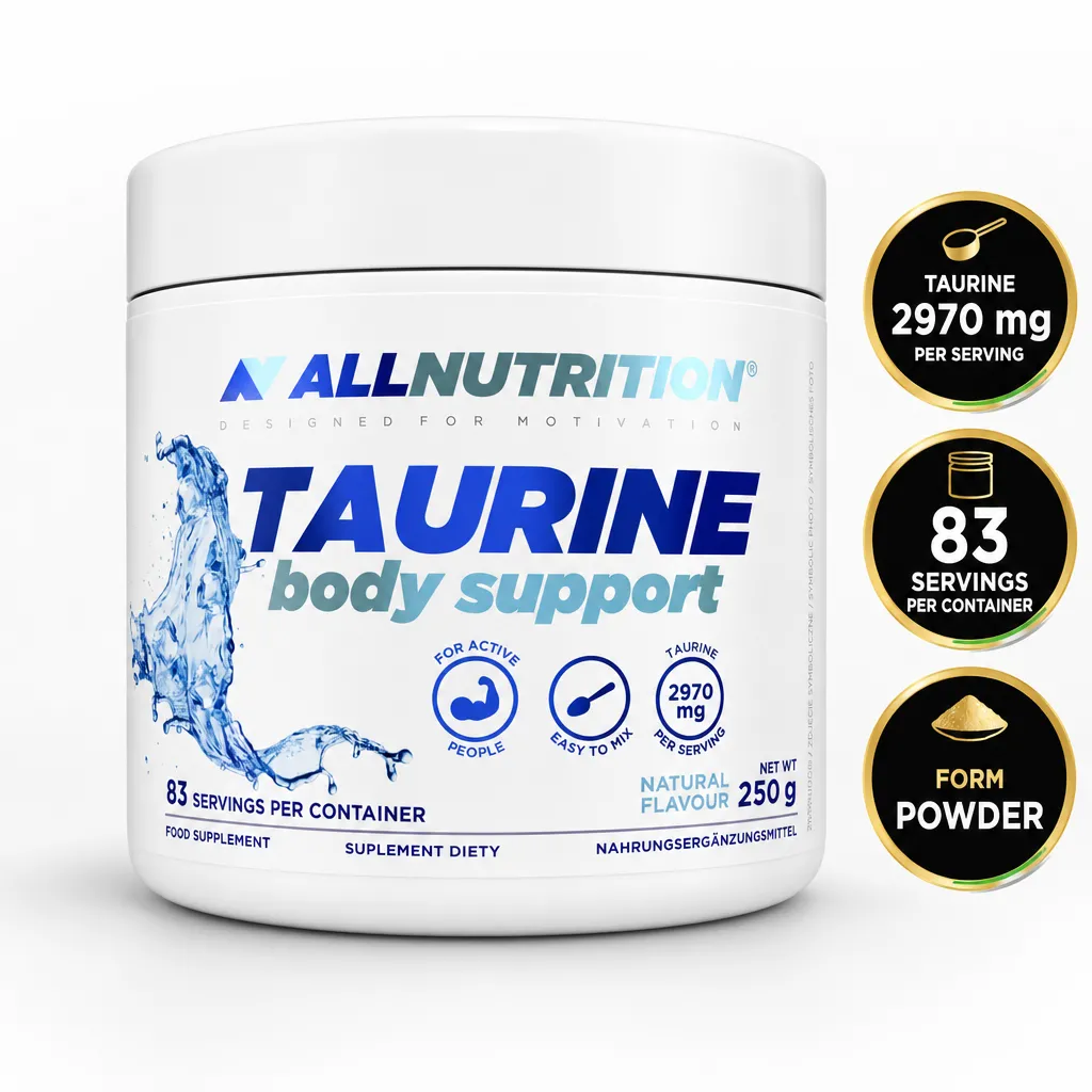 Allnutrition Taurine 250g taurine supplement powder with 2970 mg per serving and natural flavour