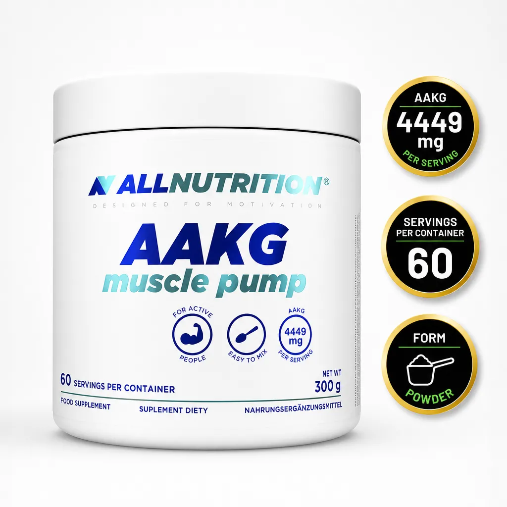 Allnutrition AAKG Muscle Pump 300g powder supplement with 4,449mg AAKG per serving and 60 servings per container