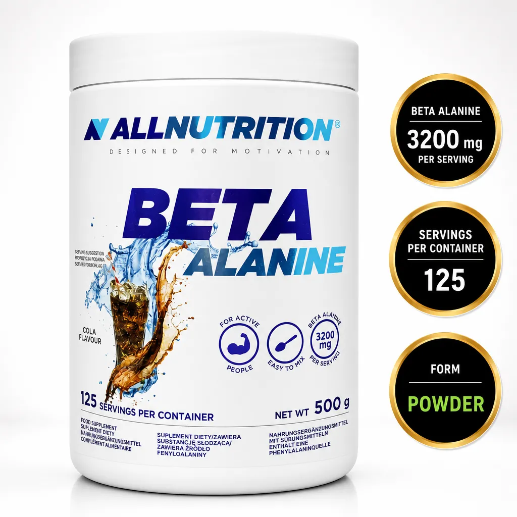Allnutrition Beta-Alanine Endurance Max 500g cola-flavour beta-alanine powder supplement with 3200mg per serving and 125 servings
